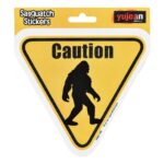 Caution: Bigfoot Road Sign Sticker - 4.75 x 4.25"