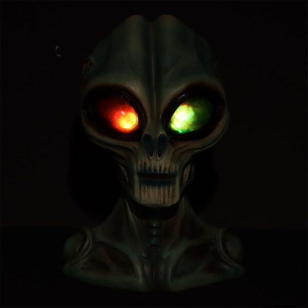 LED Alien Head Polyresin Statue - 8" - Image 3