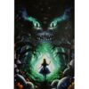 Alice in Wonderland Meets The Cheshire Cat Non-Flocked Black Light Poster