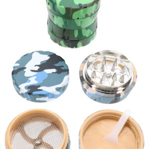 Camo 4-Part Plastic & Metal Herb Grinder “Camo Scout” – 1¾″ – Assorted Colors