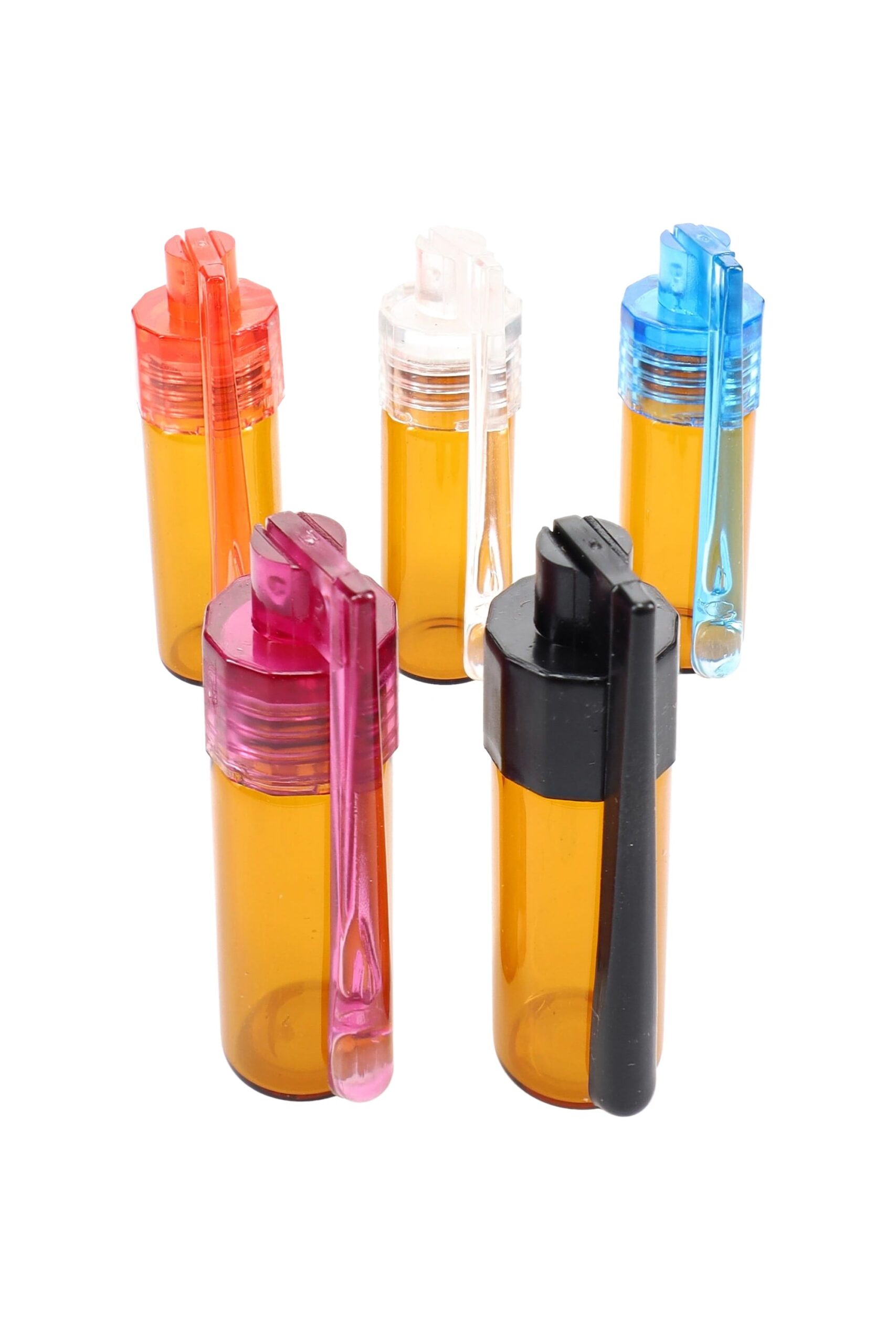 Amber Glass Snuff Vial with Spoon “Pocket Scoop” – 51 mm – Assorted Colors - Image 2