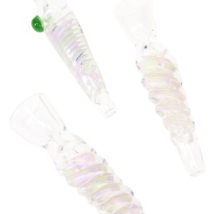 Clear Twisted Frit Glass Chillum “Aurora Twist” – 3.5″ – Assorted