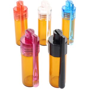 Amber Glass Snuff Vial with Spoon “Pocket Scoop” – 51 mm – Assorted Colors