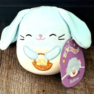 NEW Squishmallows 4.5" Buttons Blue Bunny w Easter Basket Squishmallow