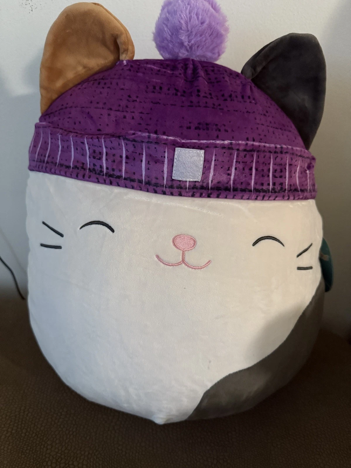 Squishmallows Cam the Cat w/ purple beanie 16 inch Brand New W Tags Squishmallow