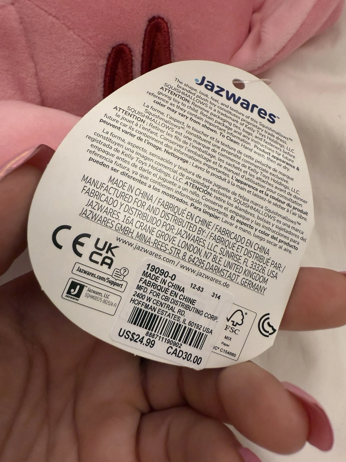 NEW Squishmallows HugMees 10” Inch Geraldine the Pink Tabby Cat Kitty Winking - Image 11